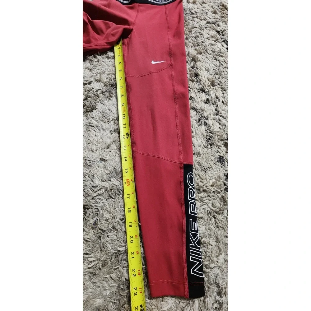 Nike Pro Dri-Fit Leggings‎ Women's XS Dark Red Black Band Logo Crossfit Active
